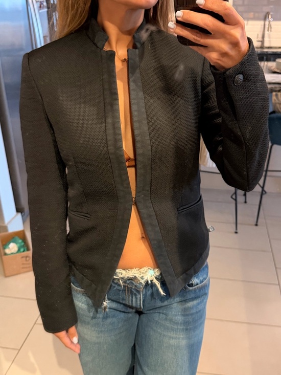 rag & bone Black Collarless Tailored Blazer - Picture 6 of 11